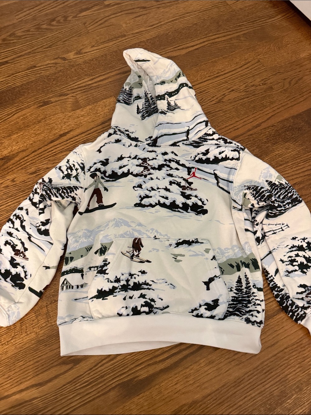 Jordan Boys White Scenic Winter Crewneck Hoodie Size Medium